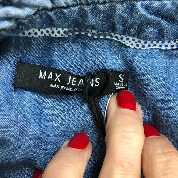NWT Max Jeans Denim Ruffle Dress Pockets Size S - Picture 5 of 10